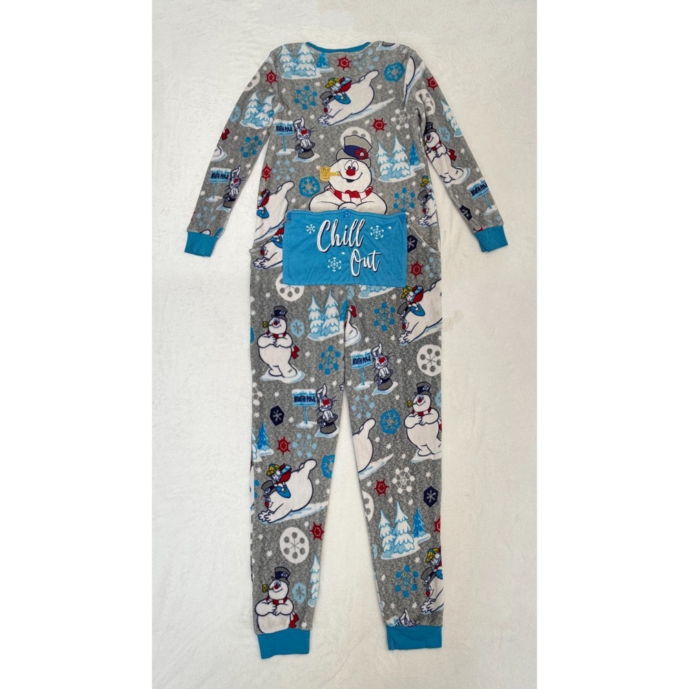 Frosty The Snowman One Piece Pajama Women's Small 4-6 Full Zip Loungewear